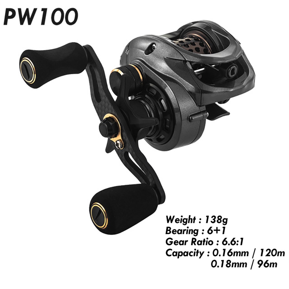 Carbon Fishing Reel PW100 (GH100 Pro) Overhead Baitcaster Baitcasting  Carbon Body Fishing Reel High-precision